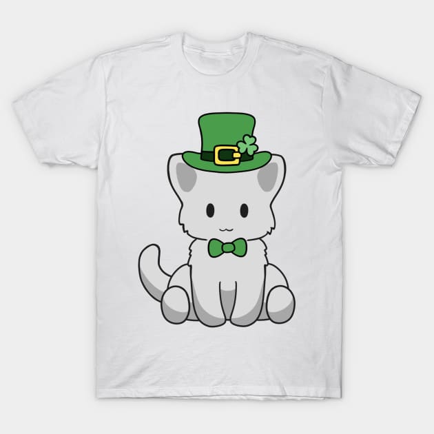 St Patrick White Kitty T-Shirt by BiscuitSnack